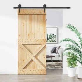 Puerta corredera con herrajes madera maciza de pino 90x210 cm de vidaXL, Puertas - Ref: Foro24-3203210, Precio: 183,82 €, Des...