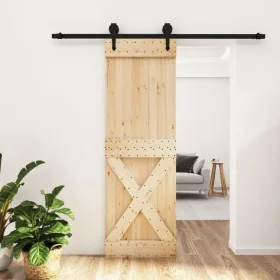 Puerta corredera con herrajes madera maciza de pino 70x210 cm de vidaXL, Puertas - Ref: Foro24-3203242, Precio: 158,27 €, Des...