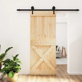 Puerta corredera con herrajes madera maciza de pino 85x210 cm by vidaXL, Doors - Ref: Foro24-3203244, Price: 180,93 €, Discou...