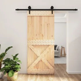 Puerta corredera con herrajes madera maciza de pino 90x210 cm de vidaXL, Puertas - Ref: Foro24-3203245, Precio: 187,74 €, Des...