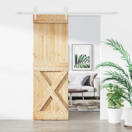 Puerta corredera con herrajes madera maciza de pino 70x210 cm de vidaXL, Puertas - Ref: Foro24-3203266, Precio: 178,39 €, Des...