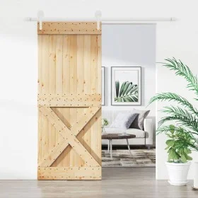 Puerta corredera con herrajes madera maciza de pino 85x210 cm de vidaXL, Puertas - Ref: Foro24-3203268, Precio: 199,54 €, Des...