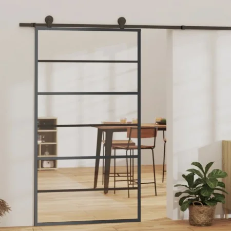 Puerta corredera con herrajes ESG vidrio y aluminio 102x205 cm de vidaXL, Puertas - Ref: Foro24-3081954, Precio: 248,81 €, De...