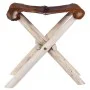 Taburete plegable de cuero auténtico y madera de teca maciza de vidaXL, Taburetes y sillas plegables - Ref: Foro24-288815, Pr...