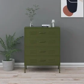 Armario de cajones de acero verde oliva 80x35x101,5 cm de vidaXL, Cajoneras - Ref: Foro24-336198, Precio: 201,68 €, Descuento: %