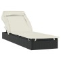 Tumbona con toldo plegable ratán sintético negro 213x63x97cm en Tumbonas | Comprar online en Foru.es
