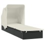 Tumbona con toldo plegable ratán sintético negro 213x63x97cm en Tumbonas | Comprar online en Foru.es