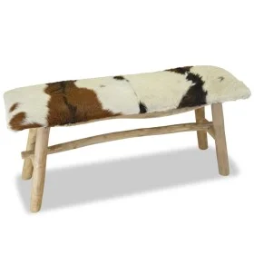 Teak wood bench with genuine leather by vidaXL, Benches for halls and storage - Ref: Foro24-244547, Price: 153,60 €, Discount: %