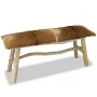 Teak wood bench with genuine leather by vidaXL, Benches for halls and storage - Ref: Foro24-244547, Price: 153,60 €, Discount: %