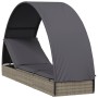 Tumbona con toldo redondo ratán sintético gris 211x57x140 cm en Tumbonas | Comprar online en Foru.es