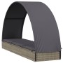 Tumbona con toldo redondo ratán sintético gris 211x57x140 cm en Tumbonas | Comprar online en Foru.es