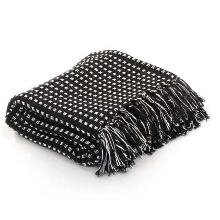 Black cotton checkered blanket 220x250 cm by vidaXL, Blankets - Ref: Foro24-245332, Price: 37,78 €, Discount: %