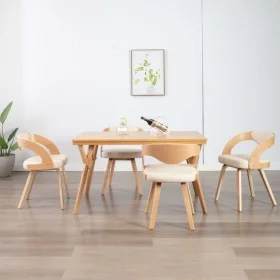 Sillas de comedor 4 uds madera curvada y cuero sintético crema de vidaXL, Sillas de comedor - Ref: Foro24-278844, Precio: 659...