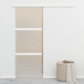 Puerta corredera con topes suaves vidrio ESG aluminio 76x205 cm de vidaXL, Puertas - Ref: Foro24-288055, Precio: 198,26 €, De...