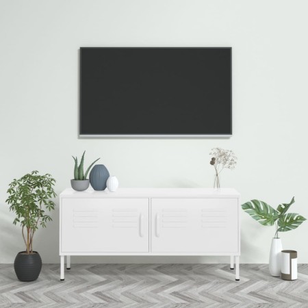 Mueble para TV de acero blanco 105x35x50 cm de vidaXL, Muebles TV - Ref: Foro24-336233, Precio: 157,88 €, Descuento: %
