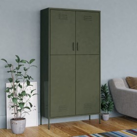 Armario de acero verde oliva 90x50x180 cm de vidaXL, Armarios roperos - Ref: Foro24-336243, Precio: 315,01 €, Descuento: %