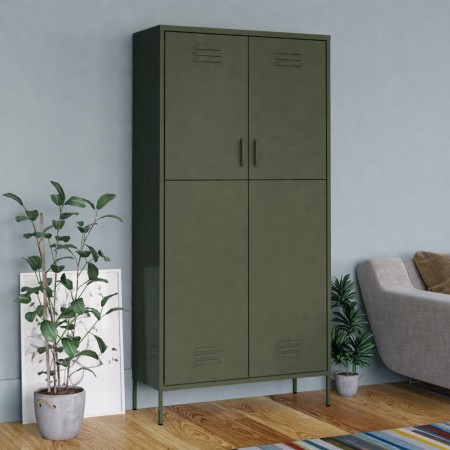 Armario de acero verde oliva 90x50x180 cm de vidaXL, Armarios roperos - Ref: Foro24-336243, Precio: 315,01 €, Descuento: %