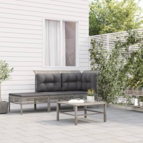 Set de muebles de jardín 3 pzas y cojines ratán sintético gris en Conjuntos de jardín | Comprar online en Foru.es