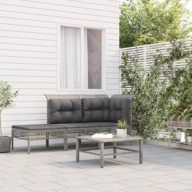 Set de muebles de jardín 3 pzas y cojines ratán sintético gris en Conjuntos de jardín | Comprar online en Foru.es