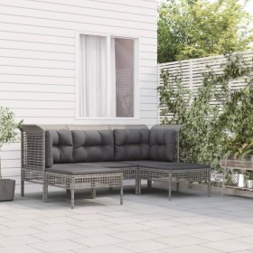 Set de muebles de jardín 5 pzas y cojines ratán sintético gris en Conjuntos de jardín | Comprar online en Foru.es
