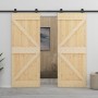Puerta corredera con herrajes madera maciza de pino 90x210 cm de vidaXL, Puertas - Ref: Foro24-3057592, Precio: 350,43 €, Des...