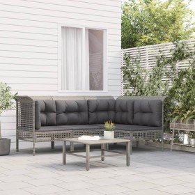 Set de muebles de jardín 4 pzas y cojines ratán sintético gris en Conjuntos de jardín | Comprar online en Foru.es