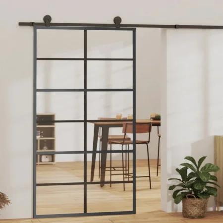 Puerta corredera con herrajes ESG vidrio y aluminio 102x205 cm de vidaXL, Puertas - Ref: Foro24-3081960, Precio: 222,02 €, De...