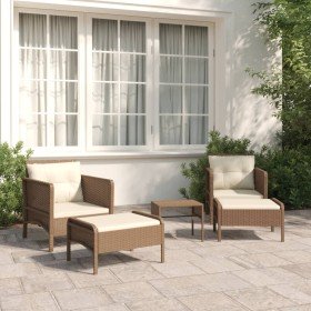 Set muebles de jardín 5 piezas y cojines ratán sintético marrón en Conjuntos de jardín | Comprar online en Foru.es