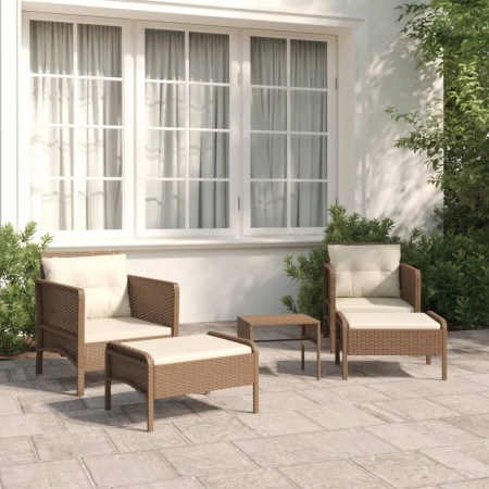 Set muebles de jardín 5 piezas y cojines ratán sintético marrón en Conjuntos de jardín | Comprar online en Foru.es