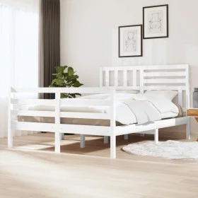 Kleines Doppelbettgestell aus Massivholz weiß 120x190 cm von vidaXL, Betten und Lattenroste - Ref: Foro24-3101059, Preis: 157...
