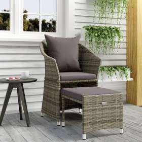 Set de muebles de jardín 2 pzas cojines ratán sintético gris en Conjuntos de jardín | Comprar online en Foru.es