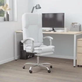 Silla de oficina reclinable masaje cuero sintético blanco de vidaXL, Sillas de oficina - Ref: Foro24-349682, Precio: 117,45 €...