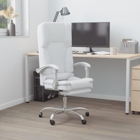 Silla de oficina reclinable masaje cuero sintético blanco de vidaXL, Sillas de oficina - Ref: Foro24-349682, Precio: 119,37 €...