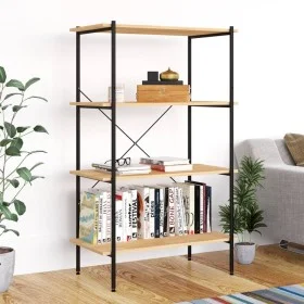 Estantería de 4 niveles negro y roble 80x40x130 cm de vidaXL, Librerías y estanterías - Ref: Foro24-336344, Precio: 101,28 €,...