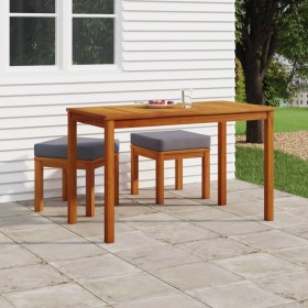 Set de comedor para jardín 3 piezas con cojines madera acacia en Conjuntos de jardín | Comprar online en Foru.es