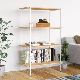 Estantería de 4 niveles blanco y roble 80x40x130 cm de vidaXL, Librerías y estanterías - Ref: Foro24-336346, Precio: 92,03 €,...