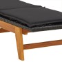 Tumbona con cojín ratán sintético y madera maciza acacia en Tumbonas | Comprar online en Foru.es