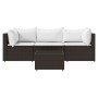 Set muebles de jardín 4 piezas y cojines ratán sintético marrón en Sofás de exterior | Comprar online en Foru.es