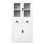 Armario oficina acero vidrio templado blanco 90x40x180 cm de vidaXL, Taquillas y armarios de almacenamiento - Ref: Foro24-336...