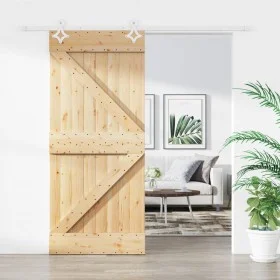 Puerta corredera con herrajes madera maciza de pino 90x210 cm de vidaXL, Puertas - Ref: Foro24-3203177, Precio: 201,92 €, Des...