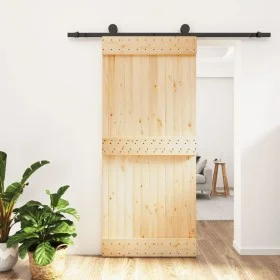 Puerta corredera con herrajes madera maciza de pino 90x210 cm by vidaXL, Doors - Ref: Foro24-3203067, Price: 192,44 €, Discou...