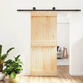 Puerta corredera con herrajes madera maciza de pino 85x210 cm de vidaXL, Puertas - Ref: Foro24-3203066, Precio: 172,46 €, Des...