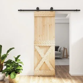 Puerta corredera con herrajes madera maciza de pino 70x210 cm de vidaXL, Puertas - Ref: Foro24-3203076, Precio: 175,35 €, Des...