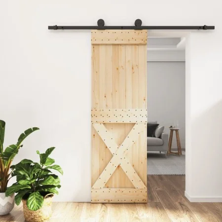 Puerta corredera con herrajes madera maciza de pino 70x210 cm de vidaXL, Puertas - Ref: Foro24-3203076, Precio: 175,35 €, Des...
