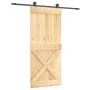 Schiebetür mit Beschlägen aus massivem Kiefernholz, 90 x 210 cm von vidaXL, Türen - Ref: Foro24-3203079, Preis: 209,29 €, Rab...