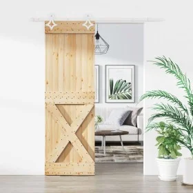 Puerta corredera con herrajes madera maciza de pino 70x210 cm de vidaXL, Puertas - Ref: Foro24-3203191, Precio: 179,93 €, Des...