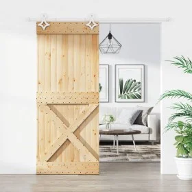 Puerta corredera con herrajes madera maciza de pino 85x210 cm de vidaXL, Puertas - Ref: Foro24-3203193, Precio: 204,14 €, Des...