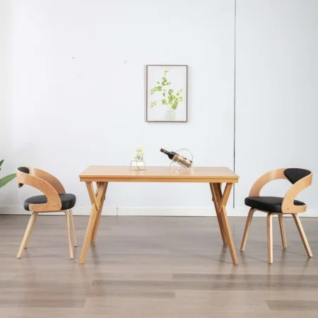 Sillas de comedor 2 uds madera curvada y cuero sintético negro de vidaXL, Sillas de comedor - Ref: Foro24-283105, Precio: 264...