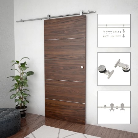 Kit de herrajes para puerta corredera 183 cm acero plateado de vidaXL, Puertas - Ref: Foro24-142825, Precio: 105,05 €, Descue...