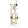 Rascador para gatos con postes de sisal crema 188 cm de vidaXL, Mobiliario para gatos - Ref: Foro24-171488, Precio: 96,15 €, ...